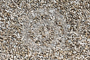 Wood chips, sawdust pile. Biofuel component.