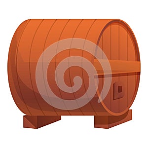 Wood cognac barrel icon, cartoon style