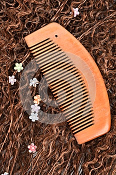 Wood comb and hair