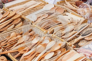 Wood combs and spoons accessories eco natural surface handmade