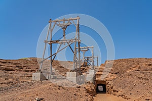 The wood construction for carry salt at Salinas de Pedra de Lume the old salt lakes on Sal Island