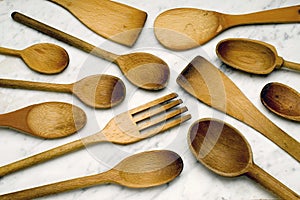Wood cooking spoons photo