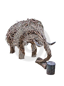 Wood craft elephant in isolated