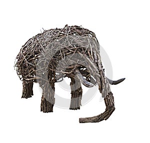 Wood craft elephant on white background