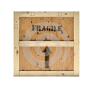 Wood crate fragile stamp