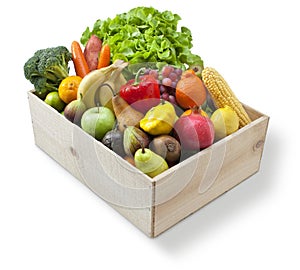 Wood Box Food Fruit Vegetables