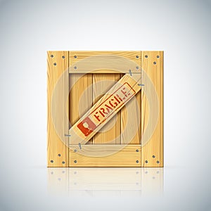 Wirebound square vector wooden container for fragile freight