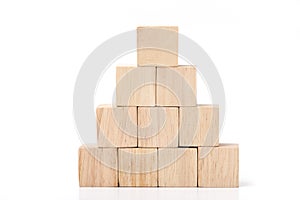 Wood cube arrange in pyramid shape ,business concpt photo