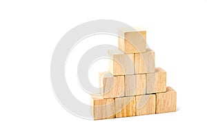Wood cube arrange in pyramid shape ,business concpt photo