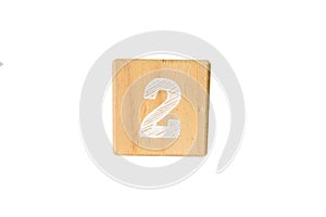 Wood cube numer isolated on background