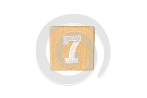 Wood cube numer isolated on background