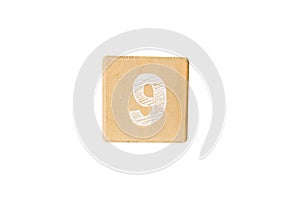 Wood cube numer isolated on background