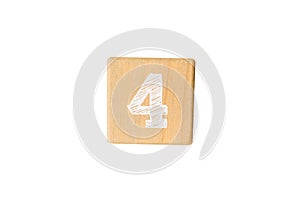 Wood cube numer isolated on background