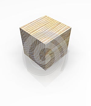 Wood cube solid block isolated