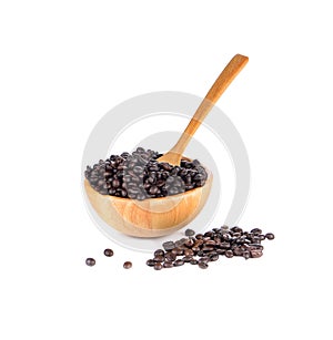 Wood cup of coffee on whiite background photo