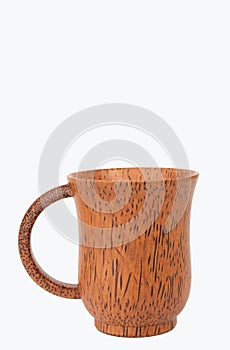 Wood cup made from coconut tree isolated on white background