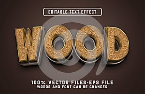 wood 3d text effect premium vectors