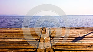 Wood deck with water view