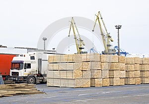 Wood deposit in port