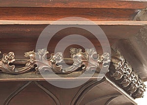 Wood detail on church pulpit