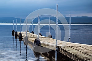 Wood dock on lake