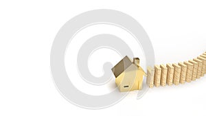 The wood domino and gold house 3d rendering abstract image for property content