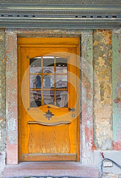 Wood door of an old house at Freiburg im Breisgau Germany