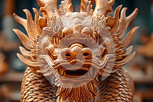 wood dragon statue chinese new year honor