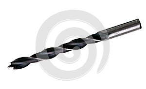 Wood drill bit isolated over white.