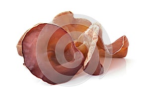 Wood ear, Edible mushroom with isolated on white background. Closeup