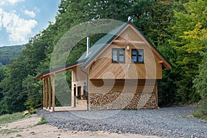 Wood ecological house in forest