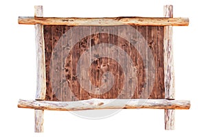 Wood empty frame isolated on white