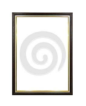 wood empty picture frame Isolated on white background