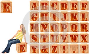 Wood Engraved Alphabet Blocks with Pregnant Woman