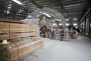 Wood in factory warehouse