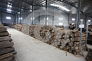 Wood in factory warehouse