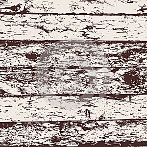 Wood fence grunge background, brown and white pine bark texture. Vector