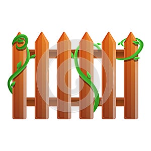 Wood fence icon, cartoon style