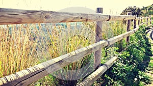 Wood fence in the top of a mountain