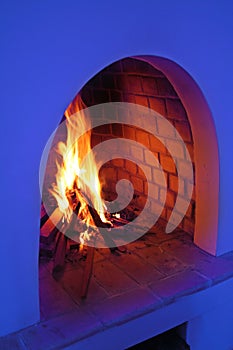Wood fired furnace in Himachal home in north india photo