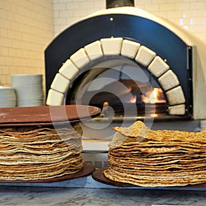 Wood fired oven and seasoned flatbreads