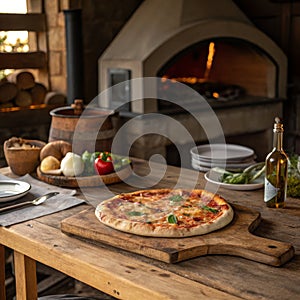 Wood-Fired Pizza, Rustic Table Setting, Cuisine, Italianfood
