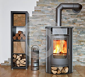 Wood fired stove photo