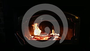 Wood Fireplace Burning HD Video
