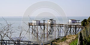 Wood fisherman hut cabin on stilts france Meschers-sur-Gironde