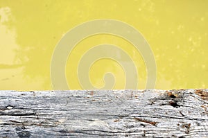 Wood floor on blur of pastel color water,  background - can used for display or montage your products Selected focus empty brown w