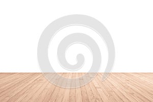 Wood floor in nature brown with empty white wall background texture