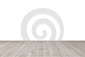 Wood floor in sepia brown grey with empty white wall interior background