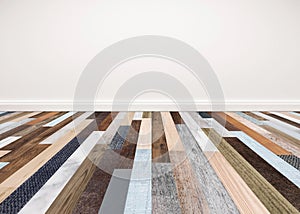 Wood floor with white wall, interior empty space for background