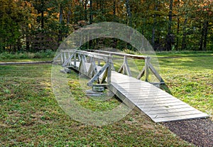 Wood footbridge over a creek